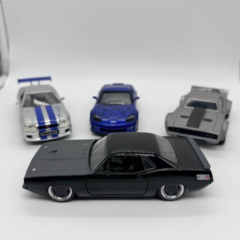 Jada Toys Fast & Furious Skyline Corvette Plymouth Charger Diecast Cars Lot of 4